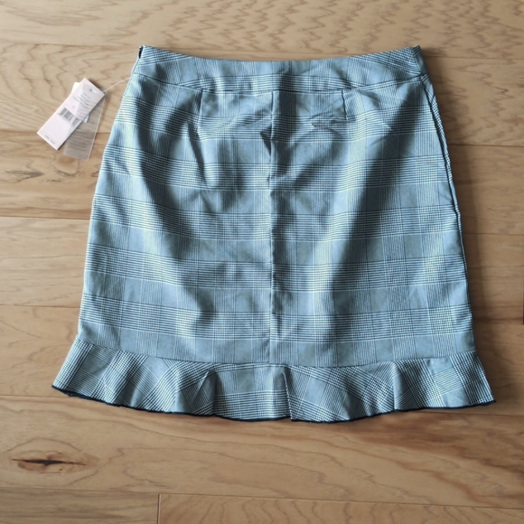 NWT Nanette Lepore Black & White Houndstooth Ruffle Midi Skirt - Picture 2 of 9